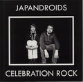Album cover for 'Celebration Rock' by Japandroids featuring a black and white photo of two band members.