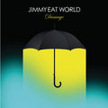 Album cover for 'Damage' by Jimmy Eat World featuring a black umbrella on a yellow and blue gradient background.