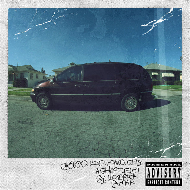 Gatefold double vinyl album cover for Good Kid, M.A.A.D City by Kendrick Lamar featuring the original family portrait artwork from the 2012 release.