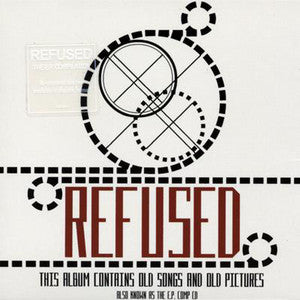 Album cover for Refused with geometric design and text on a white background