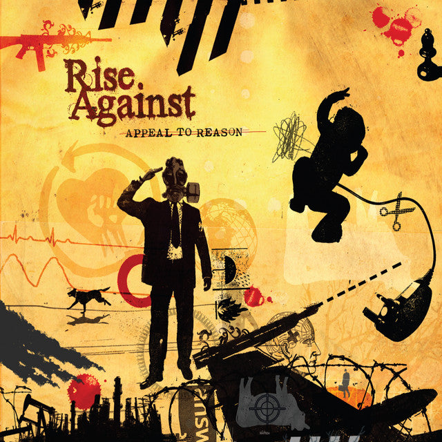 Album cover for Appeal To Reason by Rise Against featuring a large red-and-white megaphone set against a textured background, symbolising protest and political messaging.