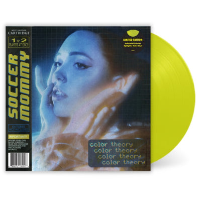 Vinyl record with a cover featuring a face and text 'Soccer Mommy' on a white background