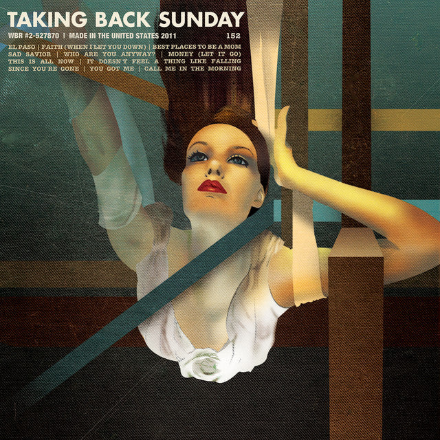 Album cover with a stylized woman's face and text, featuring the band 'Taking Back Sunday'.