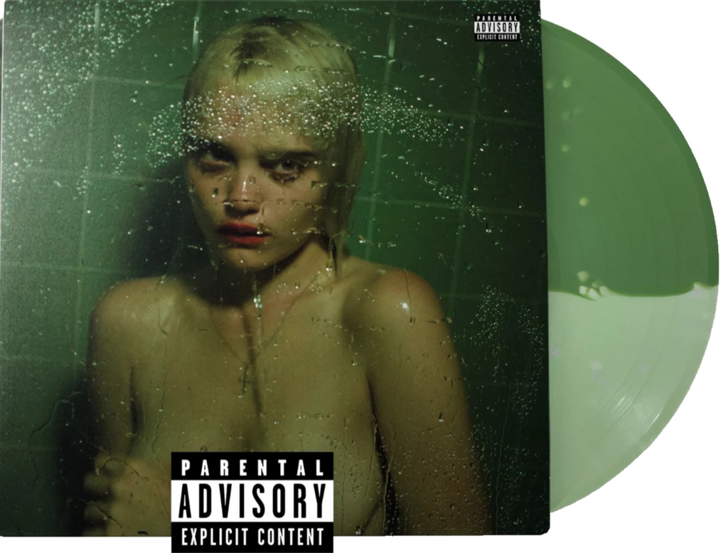 Limited edition green split with clear splatter vinyl edition of Night Time, My Time by Sky Ferreira featuring the raw, iconic original album cover art.